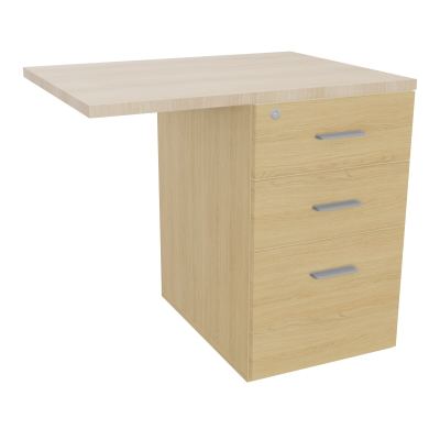 RETOUR SUR CAISSON HAUTEUR BUREAU P60XL80 - 3 TIROIRS DONT 1DS TOP EP25MM R1 RZ SB