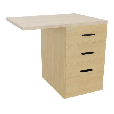 RETOUR SUR CAISSON HAUTEUR BUREAU P60XL80 - 3 TIROIRS DONT 1DS TOP EP25MM R1 RZ SG