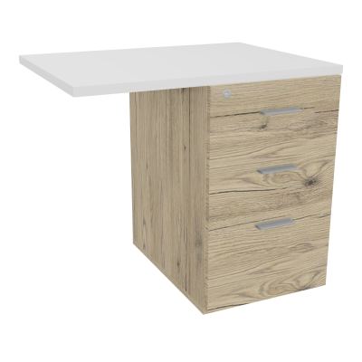 RETOUR SUR CAISSON HAUTEUR BUREAU P60XL80 - 3 TIROIRS DONT 1DS TOP EP25MM R3 MG SB