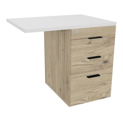 RETOUR SUR CAISSON HAUTEUR BUREAU P60XL80 - 3 TIROIRS DONT 1DS TOP EP25MM R3 MG SG