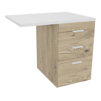 RETOUR SUR CAISSON HAUTEUR BUREAU P60XL80 - 3 TIROIRS DONT 1DS TOP EP25MM R3 MG SO