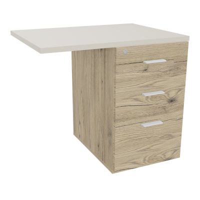 RETOUR SUR CAISSON HAUTEUR BUREAU P60XL80 - 3 TIROIRS DONT 1DS TOP EP25MM R3 N5 SO