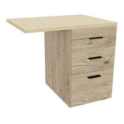 RETOUR SUR CAISSON HAUTEUR BUREAU P60XL80 - 3 TIROIRS DONT 1DS TOP EP25MM R3 N8 SG
