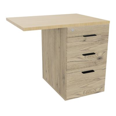 RETOUR SUR CAISSON HAUTEUR BUREAU P60XL80 - 3 TIROIRS DONT 1DS TOP EP25MM R3 R1 SG