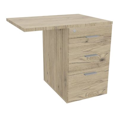 RETOUR SUR CAISSON HAUTEUR BUREAU P60XL80 - 3 TIROIRS DONT 1DS TOP EP25MM R3 R3 SB