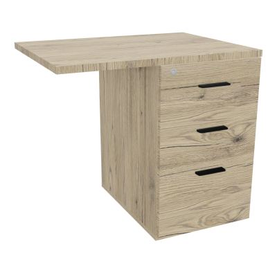 RETOUR SUR CAISSON HAUTEUR BUREAU P60XL80 - 3 TIROIRS DONT 1DS TOP EP25MM R3 R3 SG