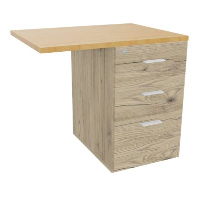 RETOUR SUR CAISSON HAUTEUR BUREAU P60XL80 - 3 TIROIRS DONT 1DS TOP EP25MM R3 R5 SO
