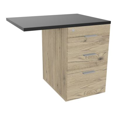 RETOUR SUR CAISSON HAUTEUR BUREAU P60XL80 - 3 TIROIRS DONT 1DS TOP EP25MM R3 R9 SB
