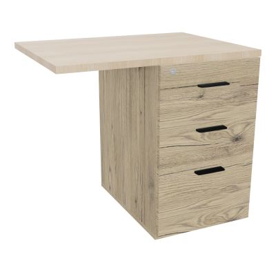RETOUR SUR CAISSON HAUTEUR BUREAU P60XL80 - 3 TIROIRS DONT 1DS TOP EP25MM R3 RZ SG