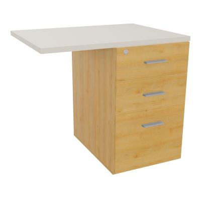 RETOUR SUR CAISSON HAUTEUR BUREAU P60XL80 - 3 TIROIRS DONT 1DS TOP EP25MM R5 N5 SB