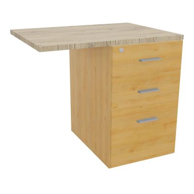 RETOUR SUR CAISSON HAUTEUR BUREAU P60XL80 - 3 TIROIRS DONT 1DS TOP EP25MM R5 R3 SB