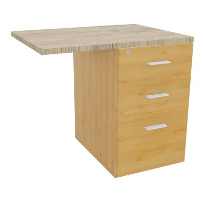 RETOUR SUR CAISSON HAUTEUR BUREAU P60XL80 - 3 TIROIRS DONT 1DS TOP EP25MM R5 R3 SO