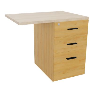 RETOUR SUR CAISSON HAUTEUR BUREAU P60XL80 - 3 TIROIRS DONT 1DS TOP EP25MM R5 RZ SG