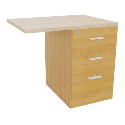 RETOUR SUR CAISSON HAUTEUR BUREAU P60XL80 - 3 TIROIRS DONT 1DS TOP EP25MM R5 RZ SO