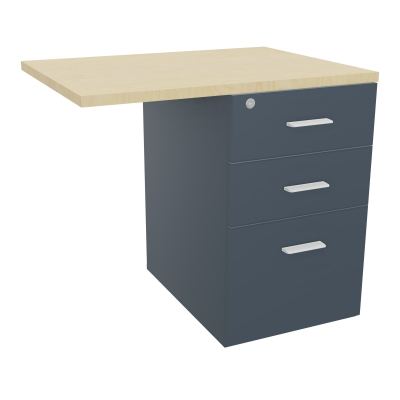 RETOUR SUR CAISSON HAUTEUR BUREAU P60XL80 - 3 TIROIRS DONT 1DS TOP EP25MM R6 N8 SO