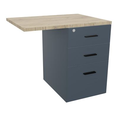 RETOUR SUR CAISSON HAUTEUR BUREAU P60XL80 - 3 TIROIRS DONT 1DS TOP EP25MM R6 R3 SG