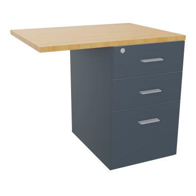 RETOUR SUR CAISSON HAUTEUR BUREAU P60XL80 - 3 TIROIRS DONT 1DS TOP EP25MM R6 R5 SB
