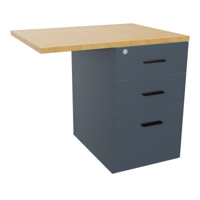 RETOUR SUR CAISSON HAUTEUR BUREAU P60XL80 - 3 TIROIRS DONT 1DS TOP EP25MM R6 R5 SG
