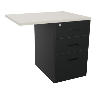 RETOUR SUR CAISSON HAUTEUR BUREAU P60XL80 - 3 TIROIRS DONT 1DS TOP EP25MM R9 N5 SG