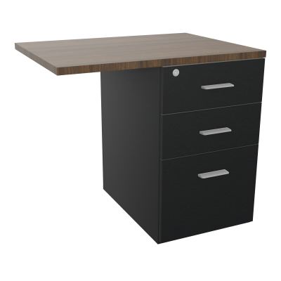 RETOUR SUR CAISSON HAUTEUR BUREAU P60XL80 - 3 TIROIRS DONT 1DS TOP EP25MM R9 N6 SB