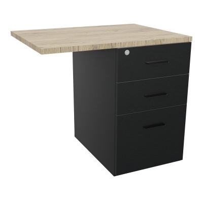 RETOUR SUR CAISSON HAUTEUR BUREAU P60XL80 - 3 TIROIRS DONT 1DS TOP EP25MM R9 R3 SG