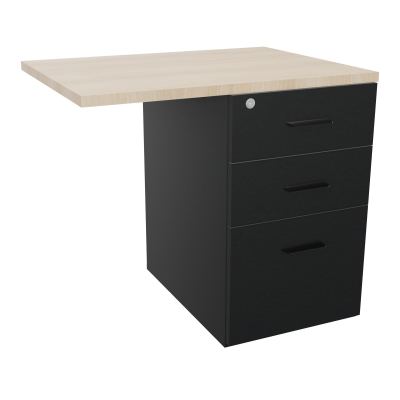 RETOUR SUR CAISSON HAUTEUR BUREAU P60XL80 - 3 TIROIRS DONT 1DS TOP EP25MM R9 RZ SG