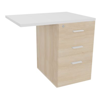 RETOUR SUR CAISSON HAUTEUR BUREAU P60XL80 - 3 TIROIRS DONT 1DS TOP EP25MM RZ MG SO
