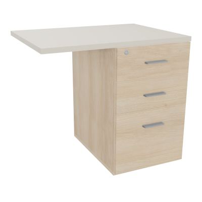 RETOUR SUR CAISSON HAUTEUR BUREAU P60XL80 - 3 TIROIRS DONT 1DS TOP EP25MM RZ N5 SB