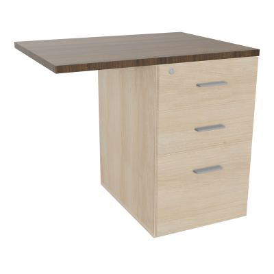 RETOUR SUR CAISSON HAUTEUR BUREAU P60XL80 - 3 TIROIRS DONT 1DS TOP EP25MM RZ N6 SB