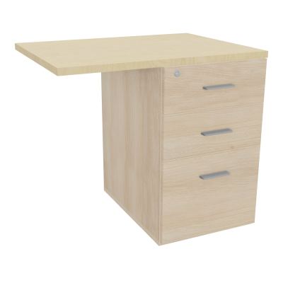 RETOUR SUR CAISSON HAUTEUR BUREAU P60XL80 - 3 TIROIRS DONT 1DS TOP EP25MM RZ N8 SB
