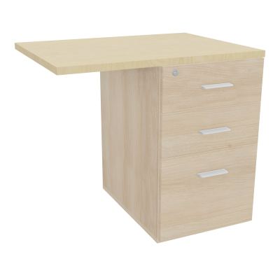 RETOUR SUR CAISSON HAUTEUR BUREAU P60XL80 - 3 TIROIRS DONT 1DS TOP EP25MM RZ N8 SO