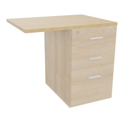 RETOUR SUR CAISSON HAUTEUR BUREAU P60XL80 - 3 TIROIRS DONT 1DS TOP EP25MM RZ R1 SO