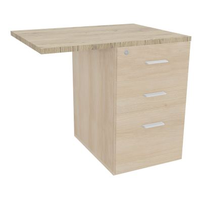 RETOUR SUR CAISSON HAUTEUR BUREAU P60XL80 - 3 TIROIRS DONT 1DS TOP EP25MM RZ R3 SO