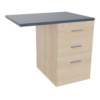 RETOUR SUR CAISSON HAUTEUR BUREAU P60XL80 - 3 TIROIRS DONT 1DS TOP EP25MM RZ R6 SB