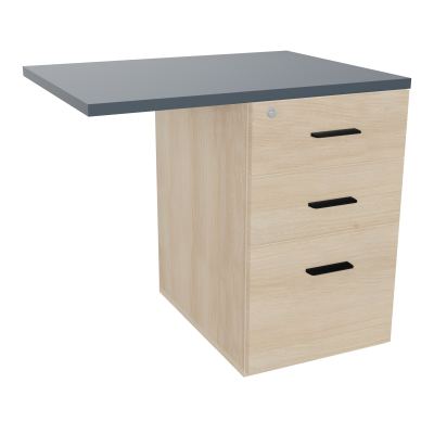 RETOUR SUR CAISSON HAUTEUR BUREAU P60XL80 - 3 TIROIRS DONT 1DS TOP EP25MM RZ R6 SG