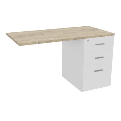 RETOUR SUR CAISSON HAUTEUR BUREAU P60XL120 - 3 TIROIRS DONT 1DS TOP EP25MM MG R3 SB