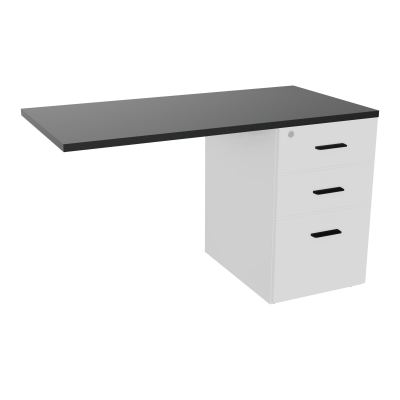RETOUR SUR CAISSON HAUTEUR BUREAU P60XL120 - 3 TIROIRS DONT 1DS TOP EP25MM MG R9 SG