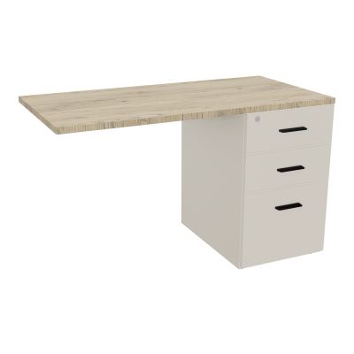 RETOUR SUR CAISSON HAUTEUR BUREAU P60XL120 - 3 TIROIRS DONT 1DS TOP EP25MM N5 R3 SG