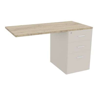 RETOUR SUR CAISSON HAUTEUR BUREAU P60XL120 - 3 TIROIRS DONT 1DS TOP EP25MM N5 R3 SO