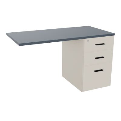 RETOUR SUR CAISSON HAUTEUR BUREAU P60XL120 - 3 TIROIRS DONT 1DS TOP EP25MM N5 R6 SG