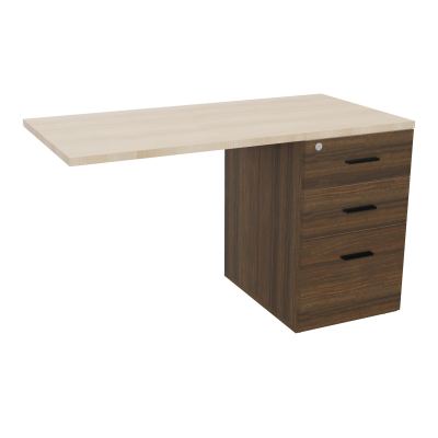RETOUR SUR CAISSON HAUTEUR BUREAU P60XL120 - 3 TIROIRS DONT 1DS TOP EP25MM N6 RZ SG