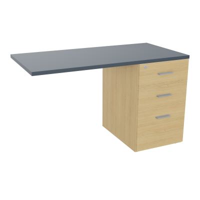 RETOUR SUR CAISSON HAUTEUR BUREAU P60XL120 - 3 TIROIRS DONT 1DS TOP EP25MM R1 R6 SB