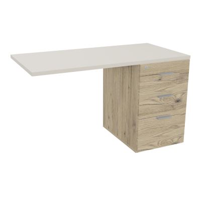 RETOUR SUR CAISSON HAUTEUR BUREAU P60XL120 - 3 TIROIRS DONT 1DS TOP EP25MM R3 N5 SB