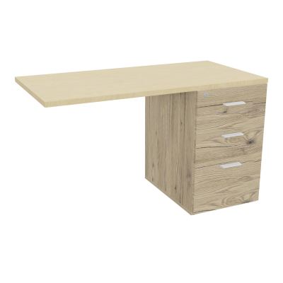 RETOUR SUR CAISSON HAUTEUR BUREAU P60XL120 - 3 TIROIRS DONT 1DS TOP EP25MM R3 N8 SO