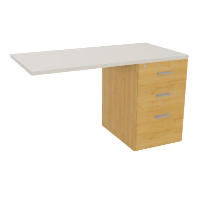 RETOUR SUR CAISSON HAUTEUR BUREAU P60XL120 - 3 TIROIRS DONT 1DS TOP EP25MM R5 N5 SB