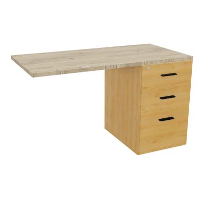 RETOUR SUR CAISSON HAUTEUR BUREAU P60XL120 - 3 TIROIRS DONT 1DS TOP EP25MM R5 R3 SG