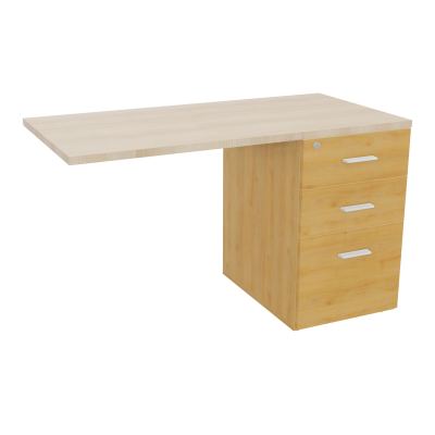 RETOUR SUR CAISSON HAUTEUR BUREAU P60XL120 - 3 TIROIRS DONT 1DS TOP EP25MM R5 RZ SO