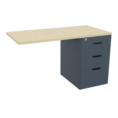 RETOUR SUR CAISSON HAUTEUR BUREAU P60XL120 - 3 TIROIRS DONT 1DS TOP EP25MM R6 N8 SG
