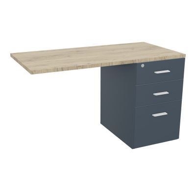 RETOUR SUR CAISSON HAUTEUR BUREAU P60XL120 - 3 TIROIRS DONT 1DS TOP EP25MM R6 R3 SO