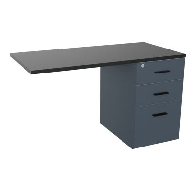 RETOUR SUR CAISSON HAUTEUR BUREAU P60XL120 - 3 TIROIRS DONT 1DS TOP EP25MM R6 R9 SG